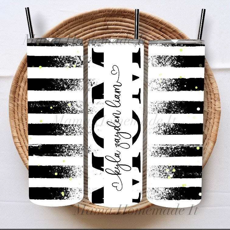 Custom Striped MOM Tumbler