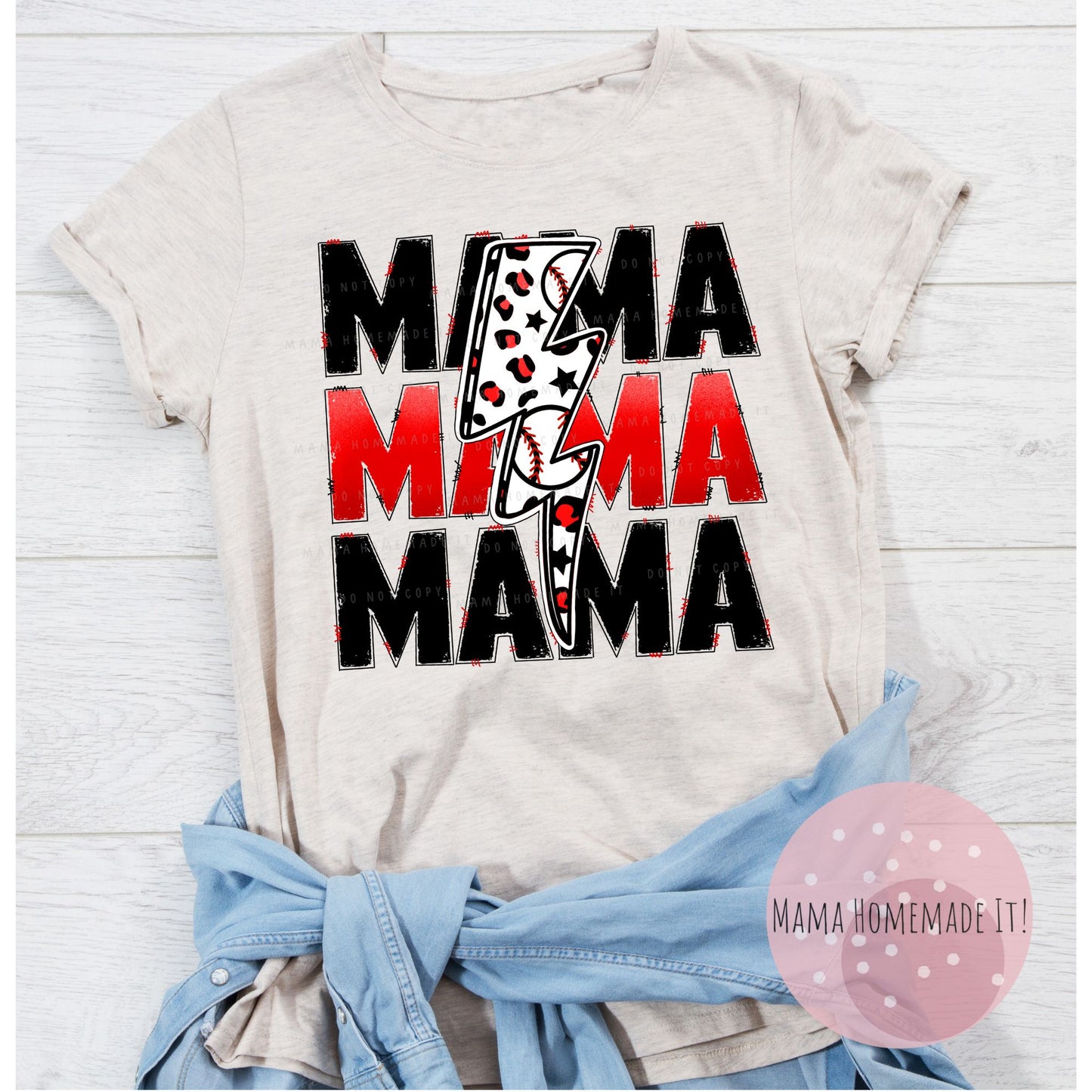 Lightening Bolt Baseball Mama Tee